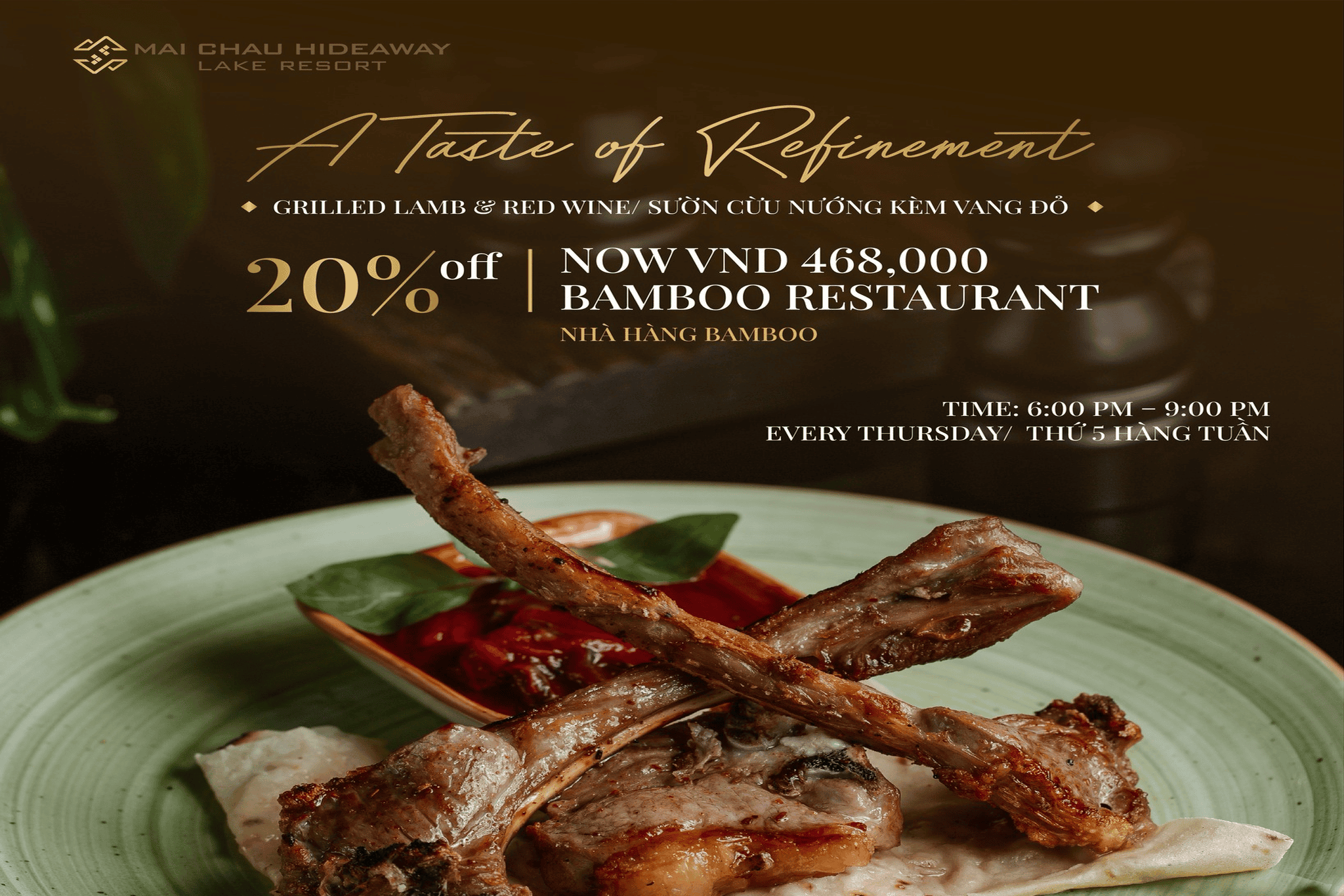 THƯỞNG THỨC SƯỜN CỪU NƯỚNG & VANG ĐỎ GIỮA MAI CHÂU HÙNG VĨ