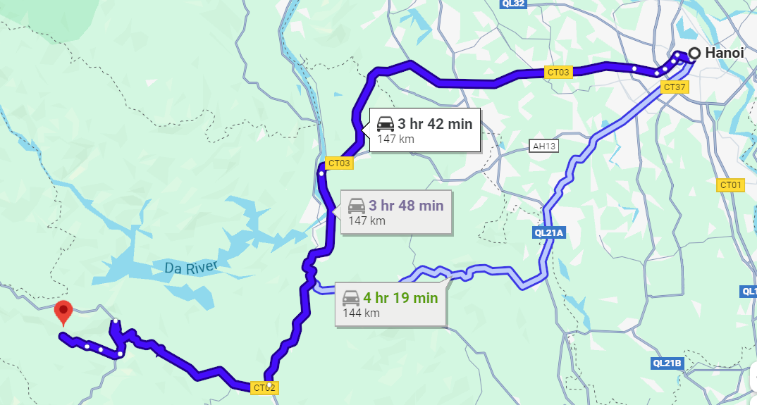 How far is it from Ha Noi to Mai Chau? (Source: Collected) How far is it from Ha Noi to Mai Chau? (Source: Collected)