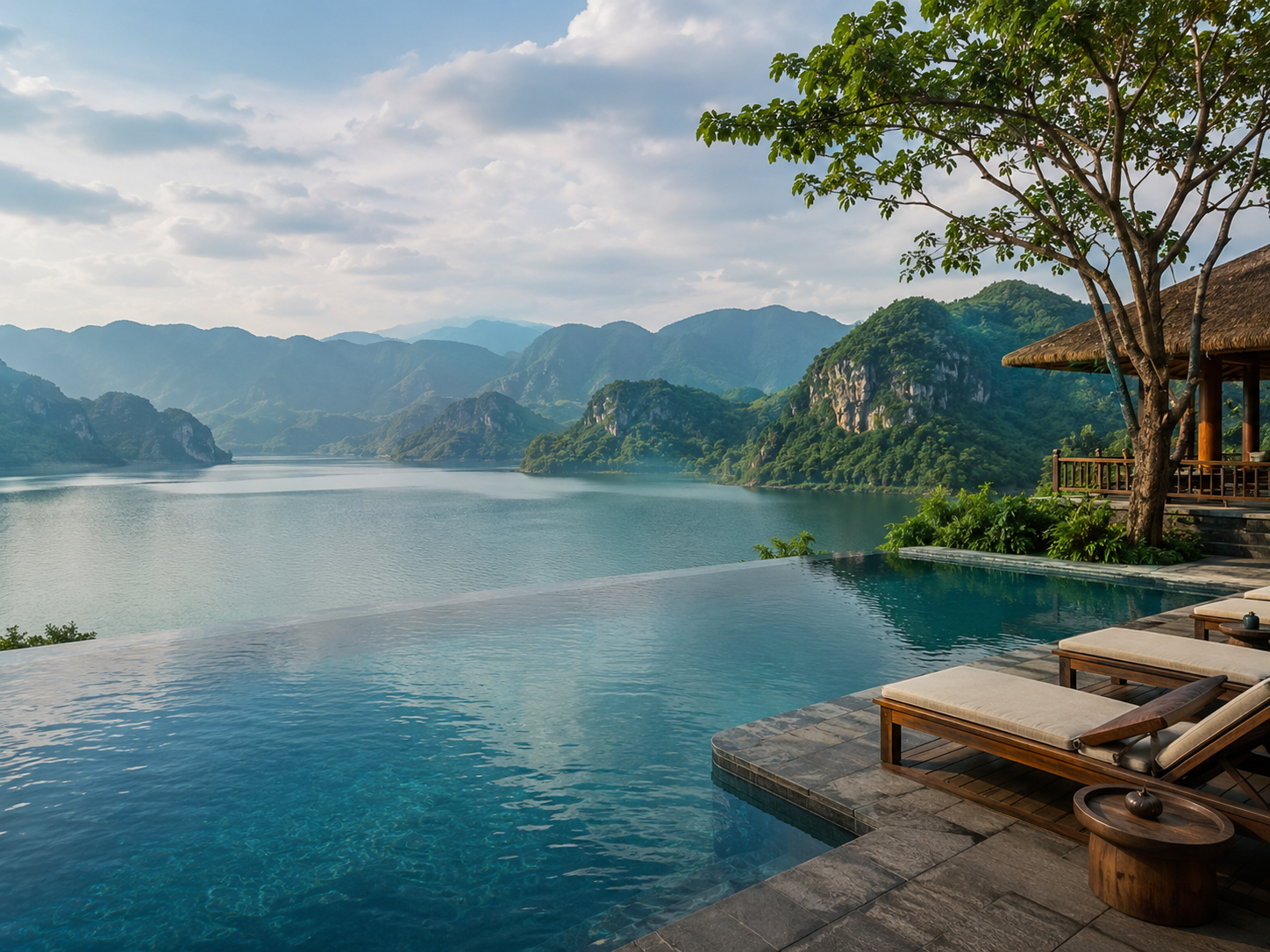 An infinity pool overlooking Hoa Binh Lake (Source: Collected) An infinity pool overlooking Hoa Binh Lake (Source: Collected)