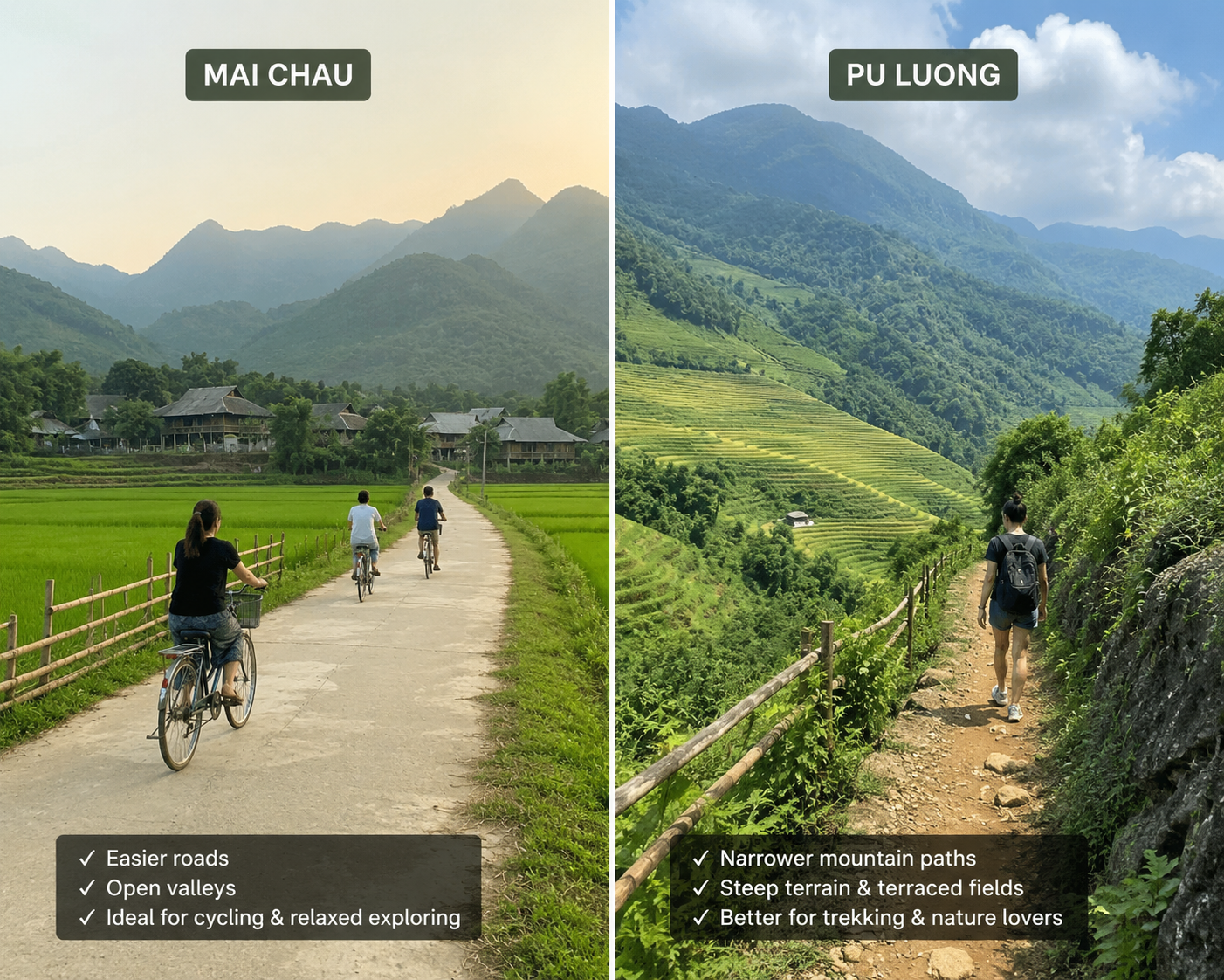Mai Chau and Pu Luong offer very different travel experiences