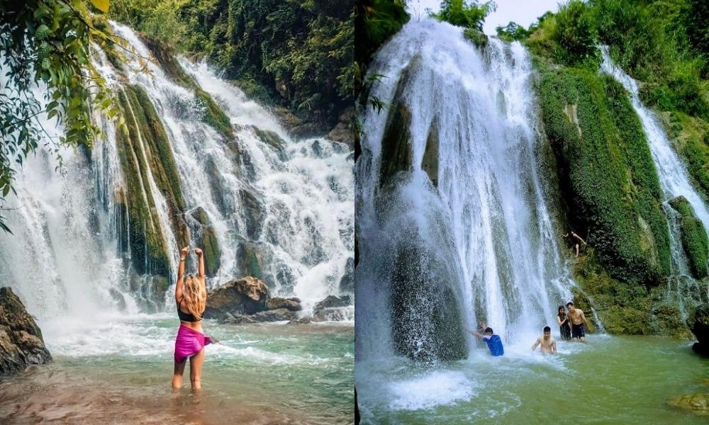Go Lao Waterfall attracts tourists with its pristine natural scenery (Source: Collect)