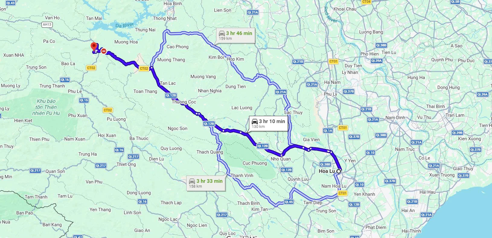 Route from Ninh Binh to Mai Chau