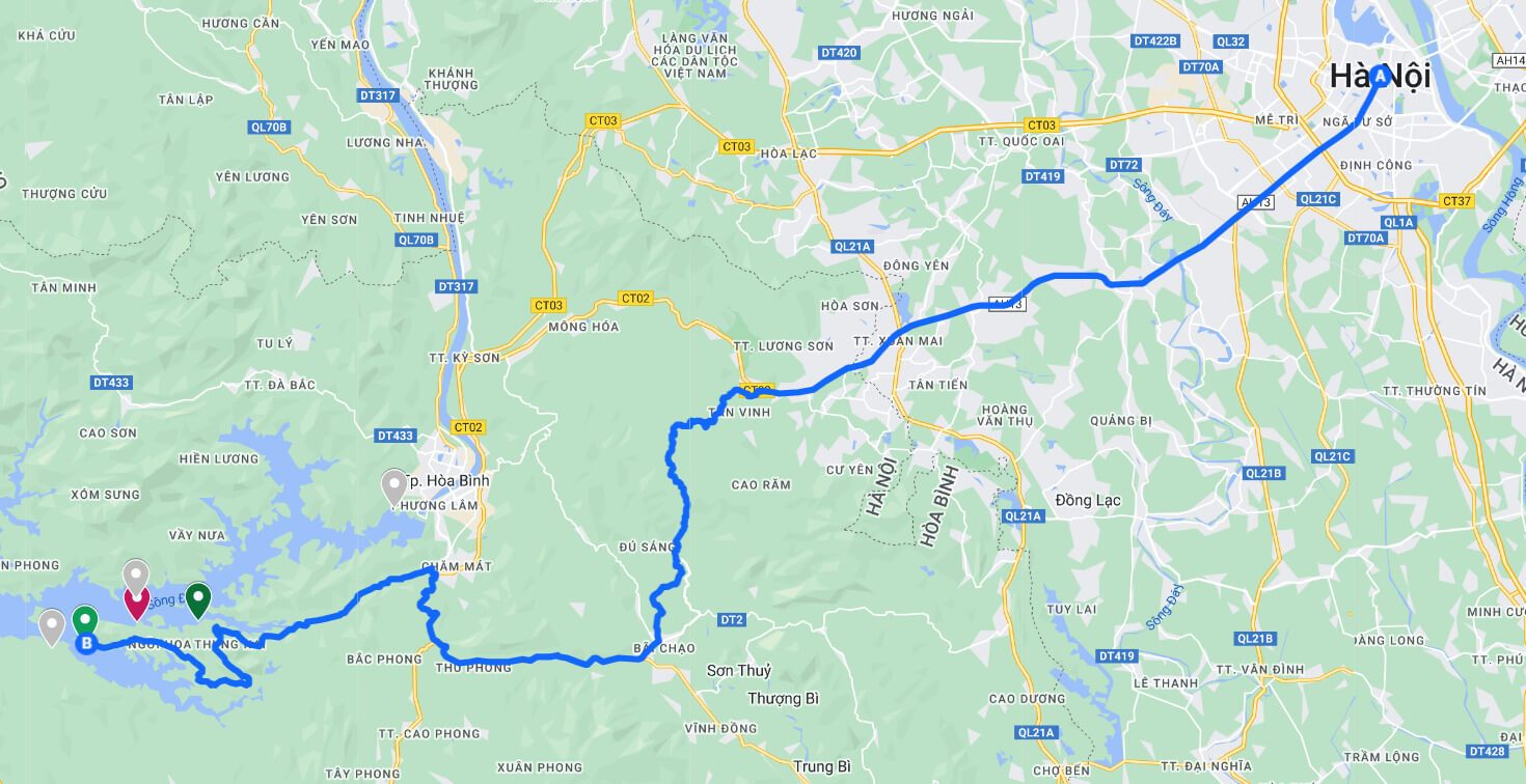 Tuyến đường 2: Hà Nội - Cảng Ngòi Hoa - Mai Châu Hideaway Lake Resort