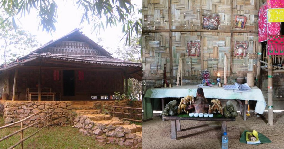 Kiến trúc nhà nửa sàn nửa đất của người Dao (Nguồn: Báo Hòa Bình)