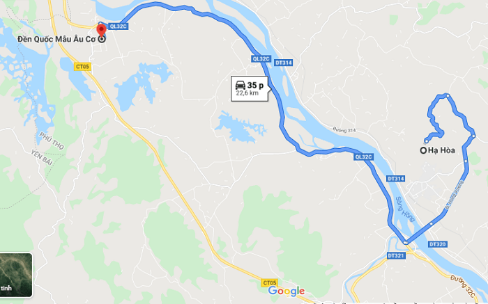 Cách di chuyển từ Hạ Hòa đến đền Quốc Mẫu Âu Cơ