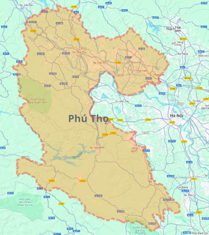 Bản đồ Phú thọ sau khi sáp nhập (nguồn: sưu tầm)
